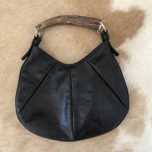 Yves Saint Laurent 'Horn Mombasa' Mini Black leath